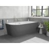 Mexen Silo freistehende Eckbadewanne rechts geriffelt 170 x 80 cm, weiß/grau, Überlauf gebürstetes Nickel - 52891708062P-97