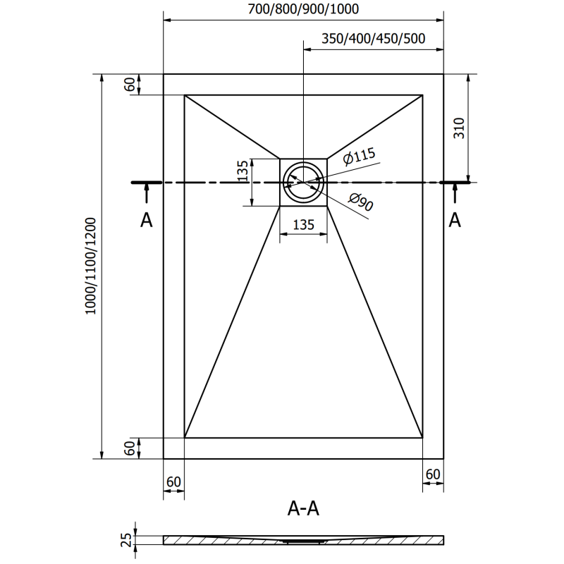 Mexen Stone+ receveur de douche rectangulaire composite 100 x 90 cm, gris-béton - 44619010