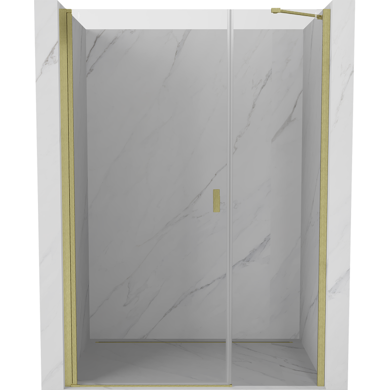 Mexen Mist-B 105 cm Hinged Shower Door, Transparent, Brushed Gold - 8A2-105-001-55-00