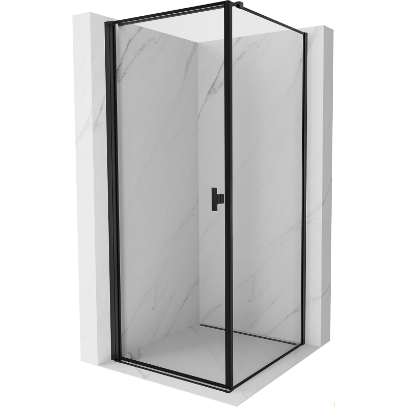 Mexen Mist-B opklapbare douchecabine links 80 x 80 cm, zwart frame, zwart - 8A2T-080-080-70-70-L