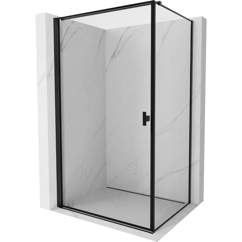 Mexen Mist-B left-side hinged shower cabin 90 x 85 cm, black frame, black - 8A2T-090-085-70-70-L