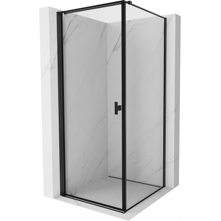 Mexen Mist-B Duschkabine, Schwingtür links 90 x 90 cm, schwarzer Rahmen, schwarz - 8A2T-090-090-70-70-L