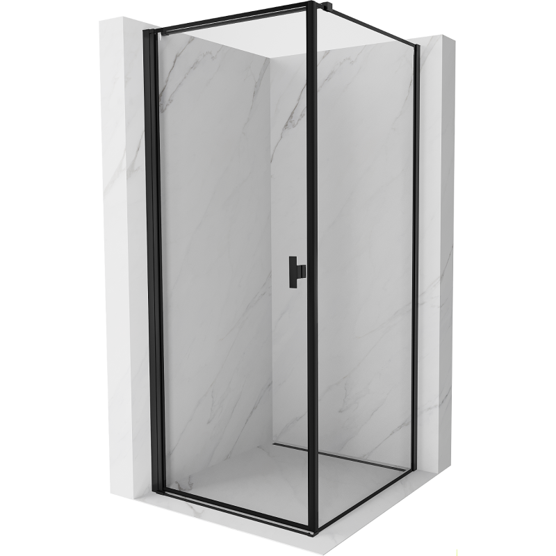 Mexen Mist-B left-hinged shower enclosure 100 x 100 cm, black frame, black - 8A2T-100-100-70-70-L