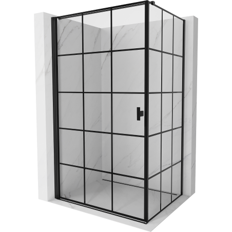 Mexen Mist-B Duschkabine links öffnend 100 x 75 cm, schwarzes Raster, schwarz - 8A2T-100-075-70-77-L
