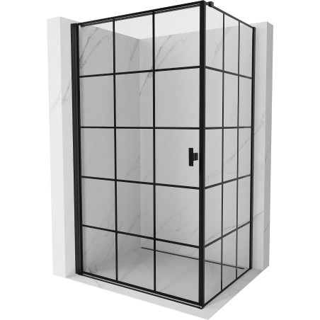 Mexen Mist-B Duschkabine zum Schwenken links 100 x 80 cm, schwarzes Gitter, schwarz - 8A2T-100-080-70-77-L