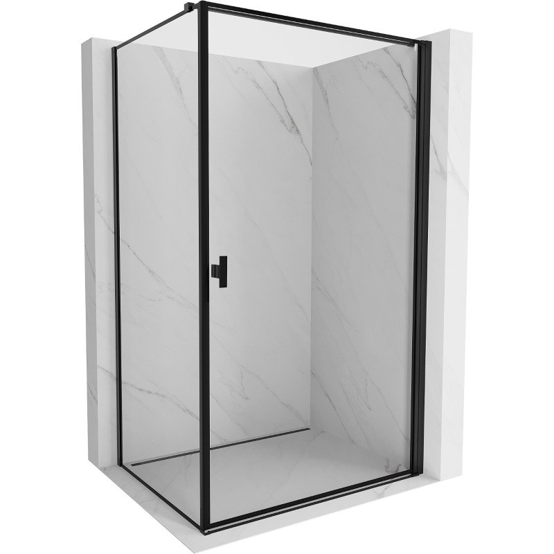 Mexen Mist-B Duschkabine, rechts öffnend, 80 x 90 cm, schwarzer Rahmen - 8A2T-080-090-70-70-P