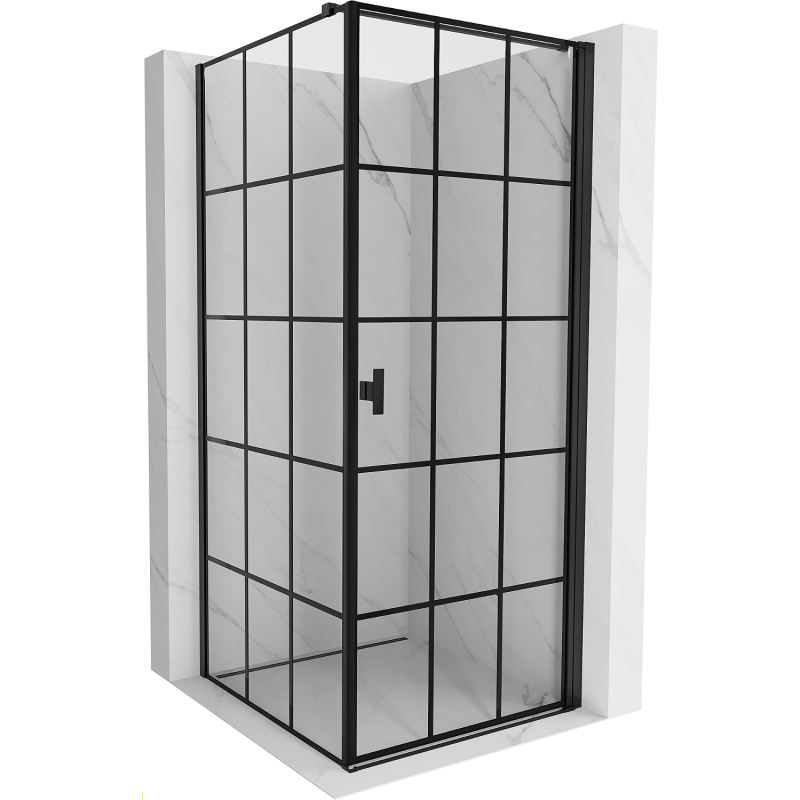 Mexen Mist-B Duschkabine schwenkbar rechts 70 x 70 cm, schwarzes Gitter, schwarz - 8A2T-070-070-70-77-P