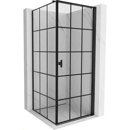 Mexen Mist-B douchecabine draaideur rechts 70 x 70 cm, zwart raster, zwart - 8A2T-070-070-70-77-P