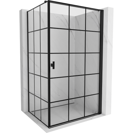 Mexen Mist-B Duschkabine, rechts öffnend, 90 x 70 cm, schwarzes Raster, schwarz - 8A2T-090-070-70-77-P