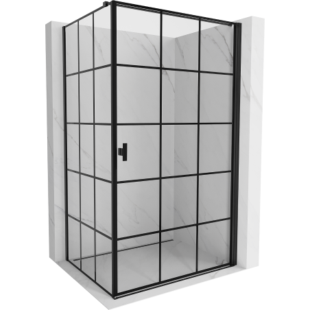Mexen Mist-B Duschkabine, Schwenktür rechts 80 x 100 cm, schwarzes Gitter, schwarz - 8A2T-080-100-70-77-P