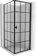 Mexen Mist-B Duschkabine mit Schwingtür rechts 100 x 100 cm, schwarzes Raster, schwarz - 8A2T-100-100-70-77-P