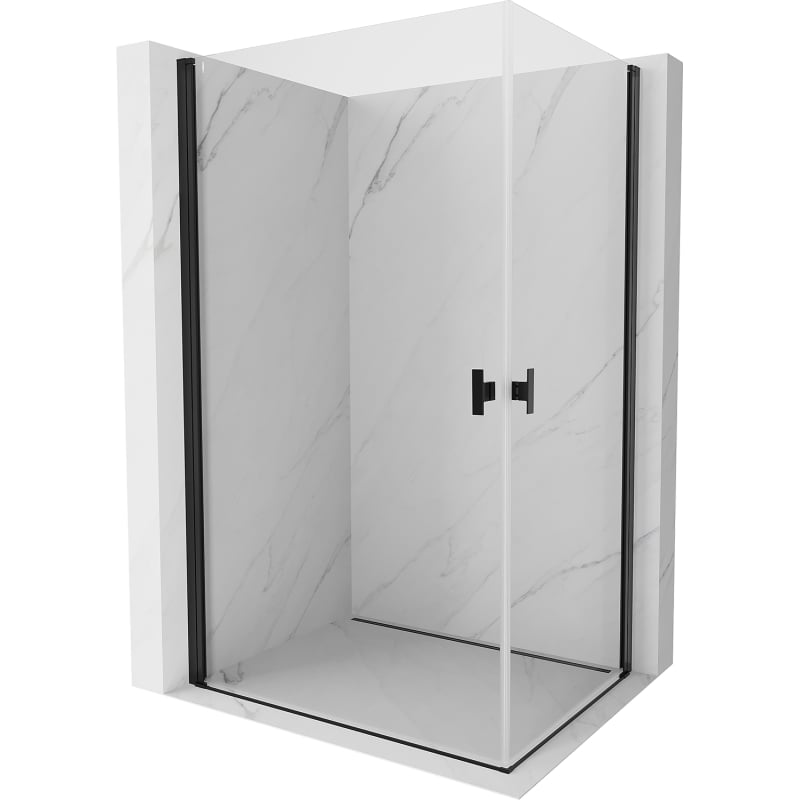 Mexen Mist-B Duo dušinurk 90 x 75 cm, läbipaistev, must - 8A2-090-075-70-00