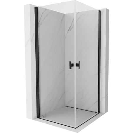 Mexen Mist-B Duo cabine de douche pivotante 90 x 90 cm, transparent, noire - 8A2-090-090-70-00