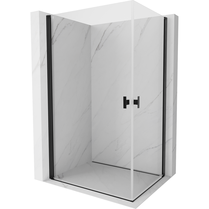 Mexen Mist-B Duo scharnierende douchecabine 100 x 90 cm, transparant, zwart - 8A2-100-090-70-00