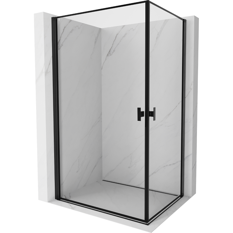 Mexen Mist-B Duo Hinged Shower Enclosure 70 x 80 cm, Black Frame, Black - 8A2-070L-080P-70-70
