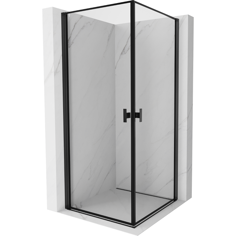 Mexen Mist-B Duo cabine de douche pivotante 80 x 80 cm, cadre noir, noir - 8A2-080L-080P-70-70