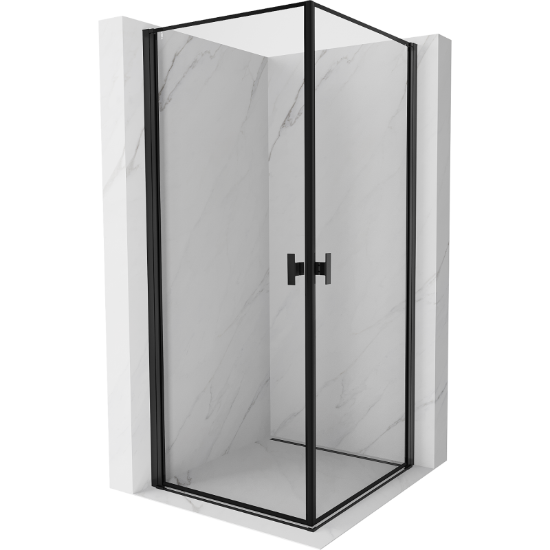 Mexen Mist-B Duo Duschkabine schwenkbar 80 x 80 cm, schwarzer Rahmen, schwarz - 8A2-080L-080P-70-70