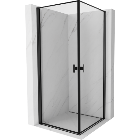 Mexen Mist-B Duo 80 x 80 cm Hinged Shower Enclosure, Black Frame, Black - 8A2-080L-080P-70-70