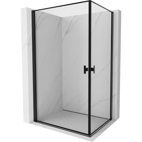 Mexen Mist-B Duo 70 x 100 cm Hinged Shower Enclosure, Black Frame, Black - 8A2-070L-100P-70-70