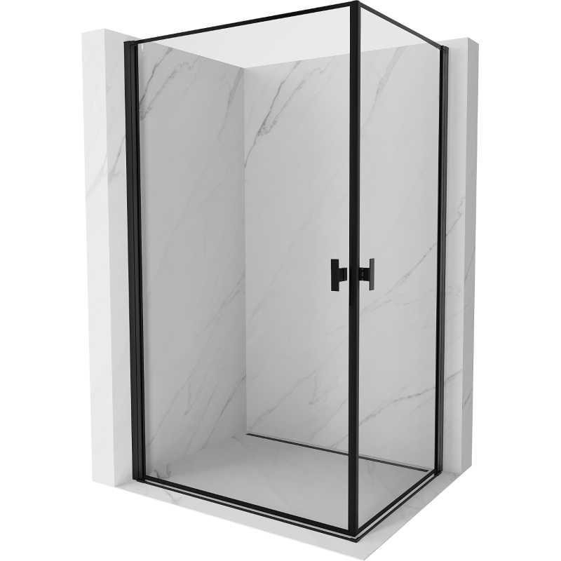 Mexen Mist-B Duo Duschkabine schwenkbar 80 x 100 cm, schwarzer Rahmen, schwarz - 8A2-080L-100P-70-70
