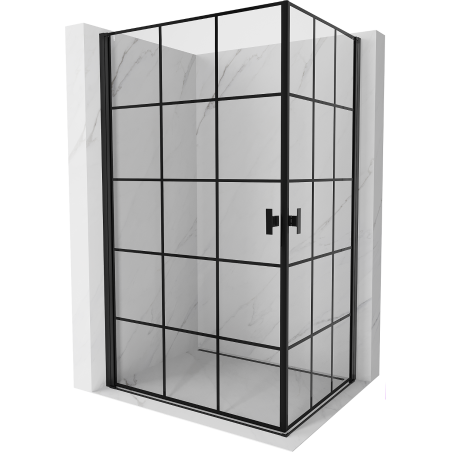 Mexen Mist-B Duo Duschkabine schwenkbar 100 x 80 cm, schwarzes Gitter, schwarz - 8A2-100L-080P-70-77