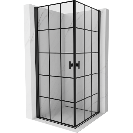 Mexen Mist-B Duo draaideur douchecabine 90 x 90 cm, zwart raster, zwart - 8A2-090L-090P-70-77