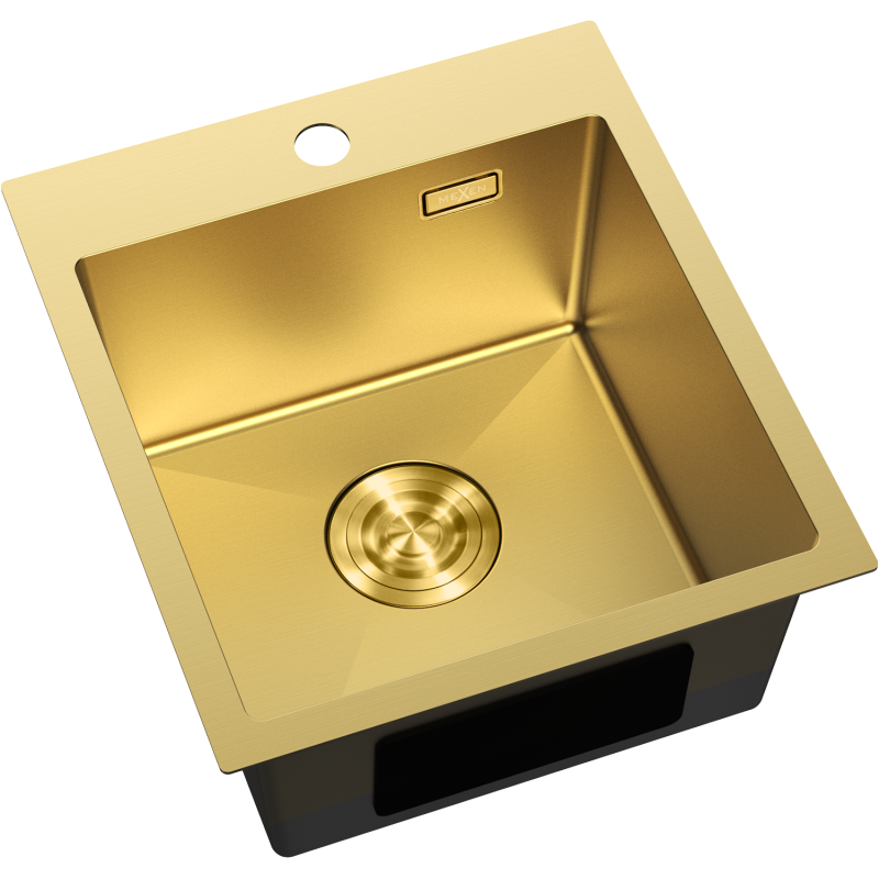 Mexen Solix roestvrijstalen gootsteen met 1 bak 400 x 450 mm, goud - 6401401000-55