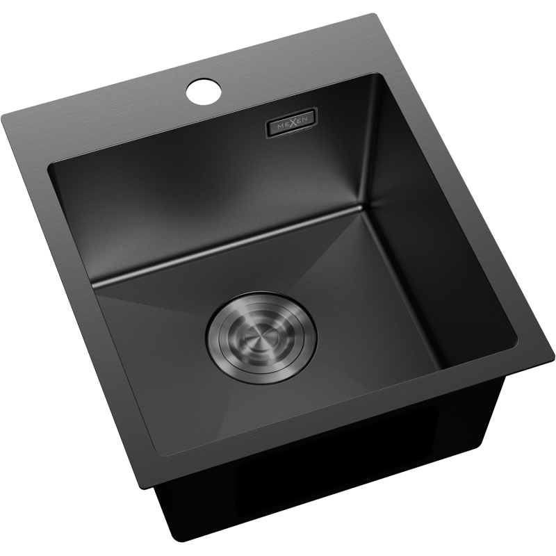Mexen Solix teräksinen 1-lokeroinen keittiöallas 400 x 450 mm, musta - 6401401000-70