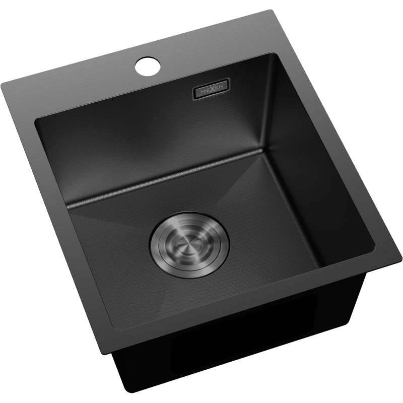Mexen Solix fregadero de acero inoxidable de 1 seno 400 x 450 mm, negro HC - 6401401000-70HC