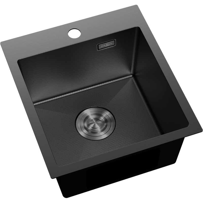 Mexen Solix stainless steel sink, 1-bowl, 400 x 450 mm, black HC - 6401401000-70HC