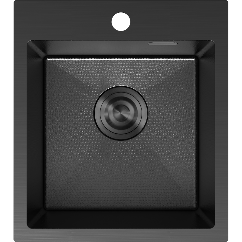 Mexen Solix Edelstahl-Spullsteen 1-Kummer 400 x 450 mm, schwaarz HC - 6401401000-70HC