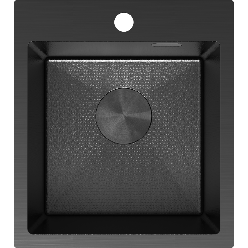 Mexen Solix Edelstahl-Spullsteen 1-Kummer 400 x 450 mm, schwaarz HC - 6401401000-70HC