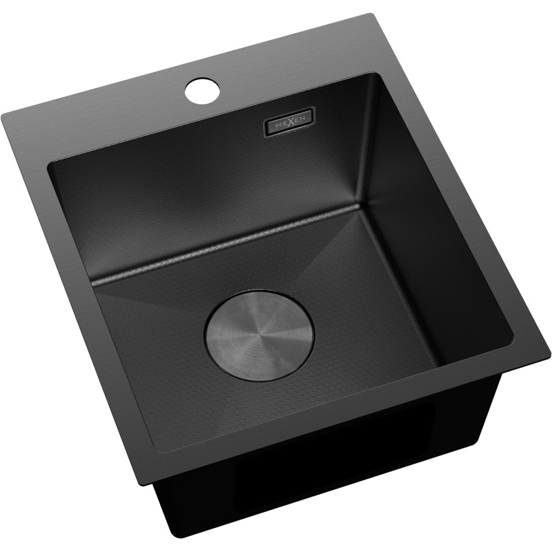Mexen Solix čelični sudoper s jednom komorom 400 x 450 mm, crni HC - 6401401000-70HC