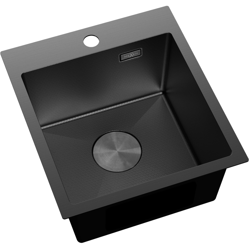 Mexen Solix évier en acier inoxydable à 1 bac 400 x 450 mm, noir HC - 6401401000-70HC