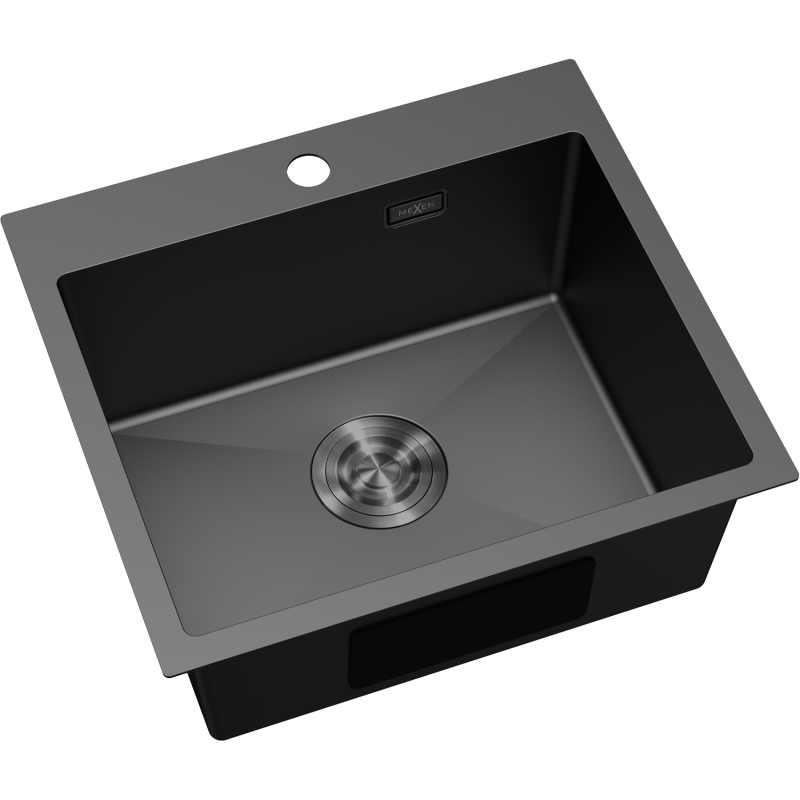 Mexen Solix Einbauspüle aus Edelstahl, 1 Becken, 500 x 450 mm, schwarz - 6402501000-70
