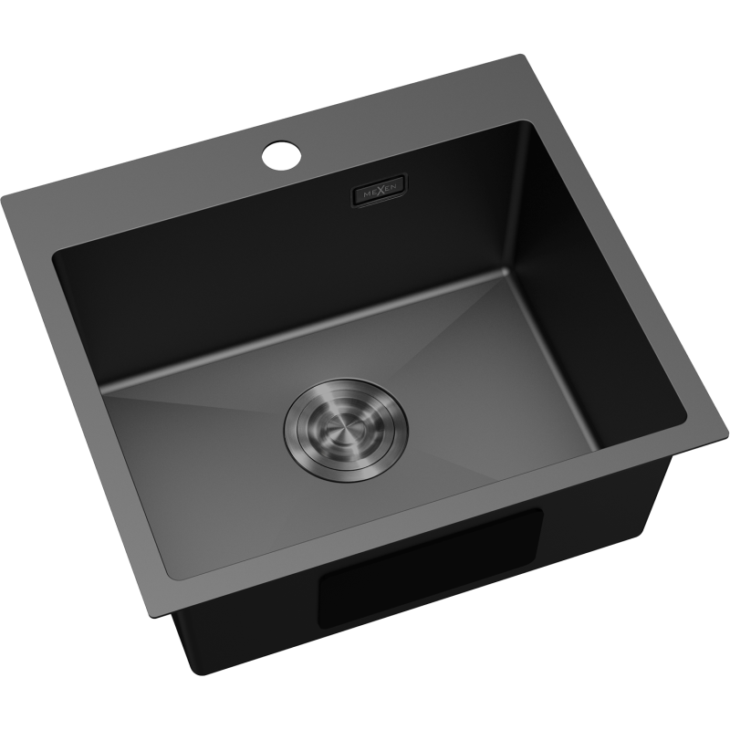 Mexen Solix fregadero de acero inoxidable de 1 cubeta 500 x 450 mm, negro - 6402501000-70