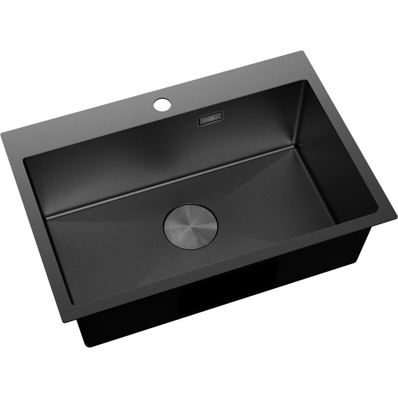 Mexen Solix fregadero de acero de 1 seno 650 x 450 mm, negro HC - 6403651000-70HC