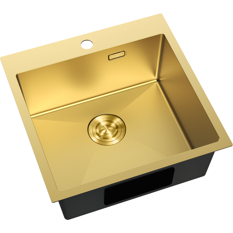 Mexen Solix fregadero de acero inoxidable de 1 cubeta 500 x 500 mm, dorado - 6407501000-55