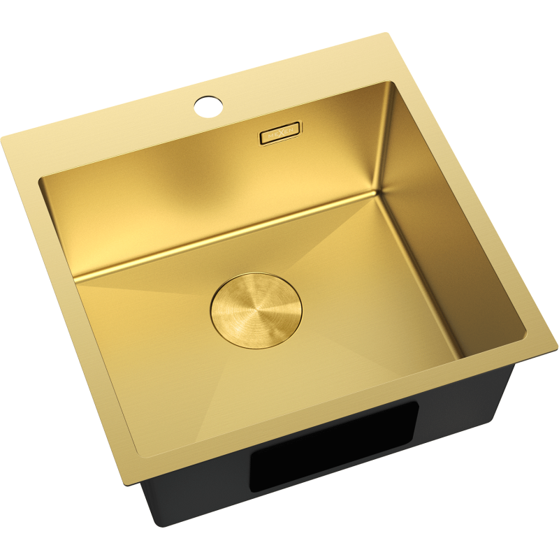 Mexen Solix lava-loiça em aço inoxidável de 1 cuba 500 x 500 mm, dourado - 6407501000-55