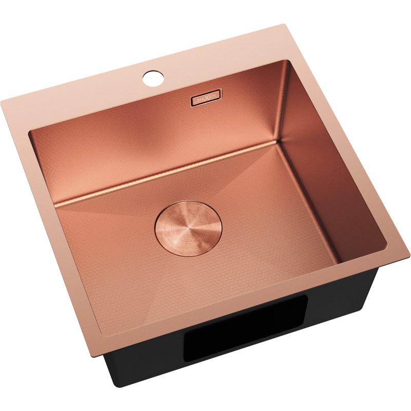 Mexen Solix lavello in acciaio inox 1 vasca 500 x 500 mm, rame HC - 6407501000-65HC