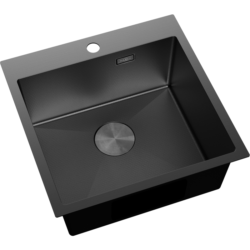 Mexen Solix fregadero de acero inoxidable de 1 compartimento 500 x 500 mm, negro HC - 6407501000-70HC