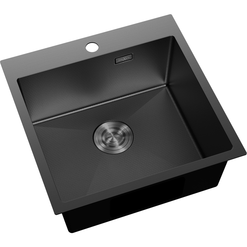 Mexen Solix fregadero de acero inoxidable de 1 compartimento 500 x 500 mm, negro HC - 6407501000-70HC