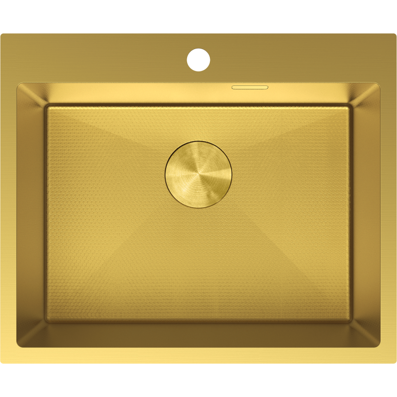 Mexen Solix fregadero de acero inoxidable de 1 compartimento 600 x 500 mm, dorado HC - 6408601000-55HC