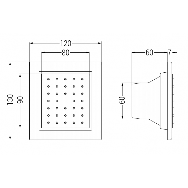 Mexen buse latérale encastrée, graphite - 79366-66