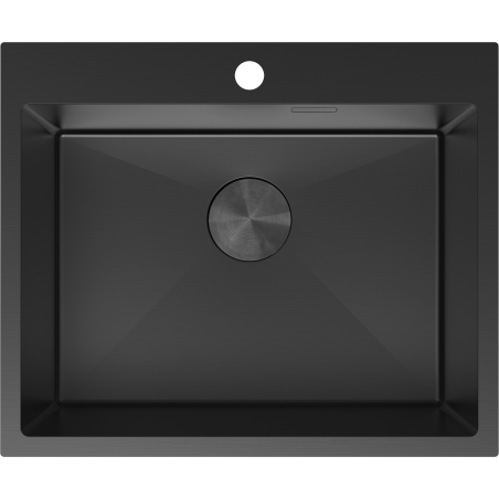 Mexen Solix Edelstahlspüle 1-beckig 600 x 500 mm, schwarz - 6408601000-70