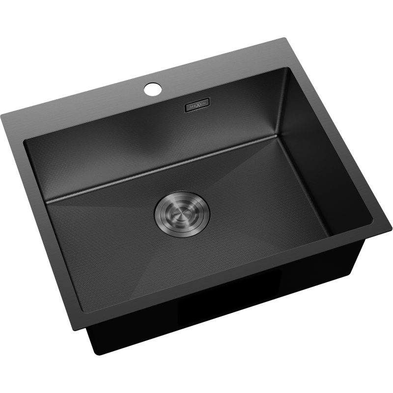 Mexen Solix fregadero de acero inoxidable de 1 cubeta 600 x 500 mm, negro HC - 6408601000-70HC