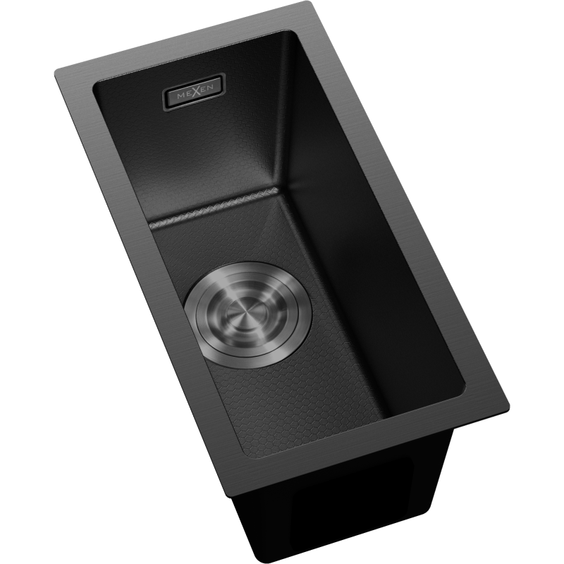 Mexen Trixo fregadero de acero inoxidable de 1 cámara 230 x 440 mm, negro HC - 6411221000-70HC