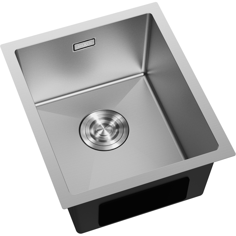 Mexen Trixo fregadero de acero 1 cámara 370 x 440 mm, inox - 6412371000-01