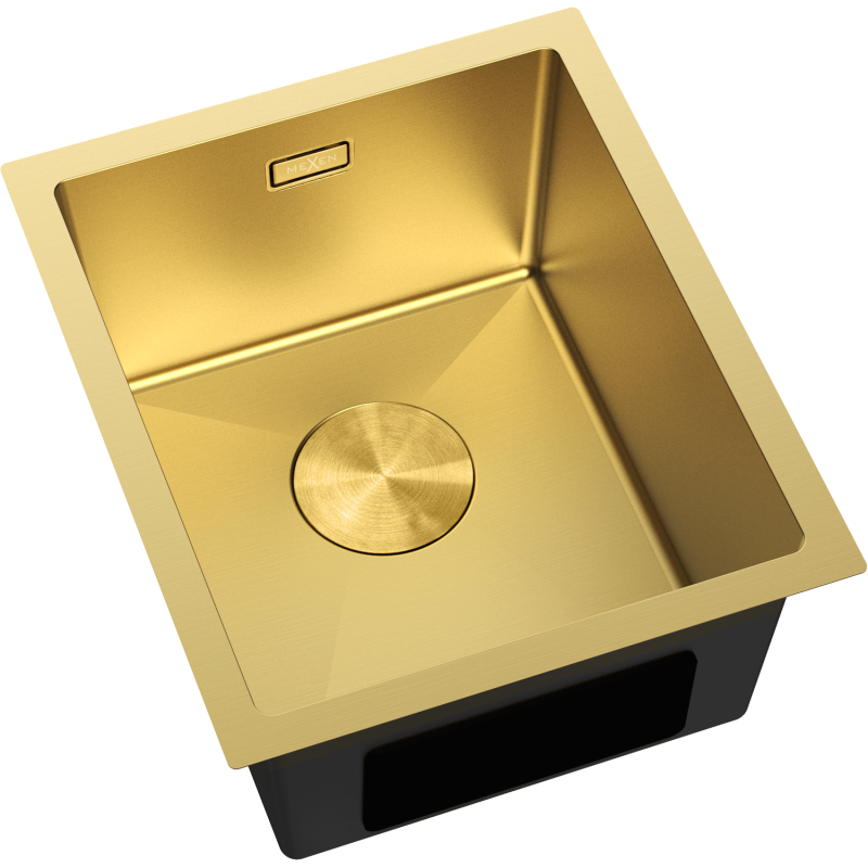 Mexen Trixo lava-loiça de aço inoxidável de 1 cuba 370 x 440 mm, dourado - 6412371000-55
