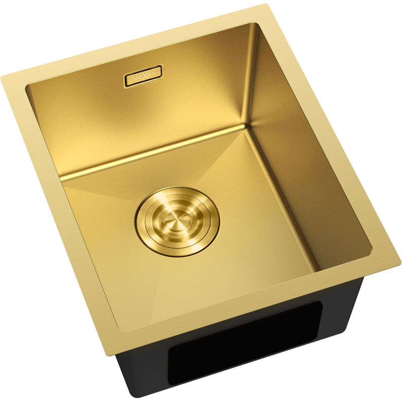 Mexen Trixo Stålhandfat med en kammare 370 x 440 mm, guld - 6412371000-55